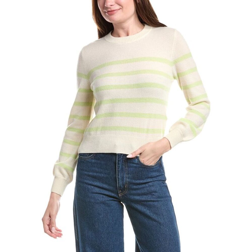 &Isla Womens  Frankie Stripe Cashmere Top, Green